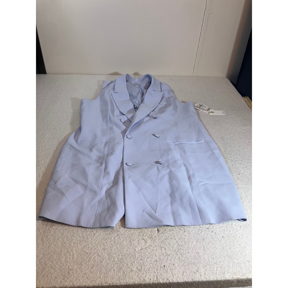 Good American Sleeveless Blazer Vest Double Breasted Blue Size 3XL NWT